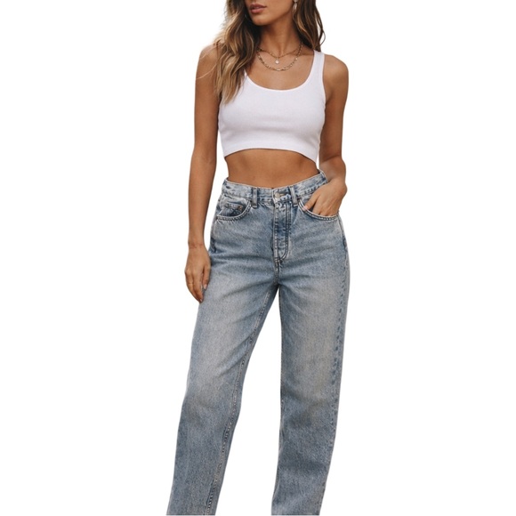 Topshop Denim - Topshop Light Blue Straight Jeans Size 25 Length 30 minimalist Old Money